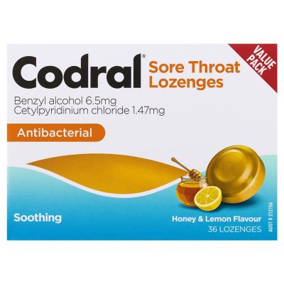 Codral Sore Throat Lozenges Antibacterial 36 Pack