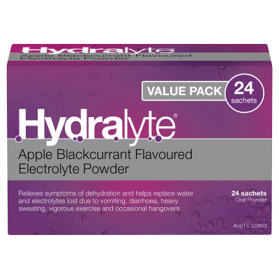 Hydralyte Electrolyte Powder Apple Blackcurrant 24 Pack
