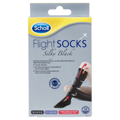 Scholl Flight Socks Compression Hosiery Ladies Silky black 4-6