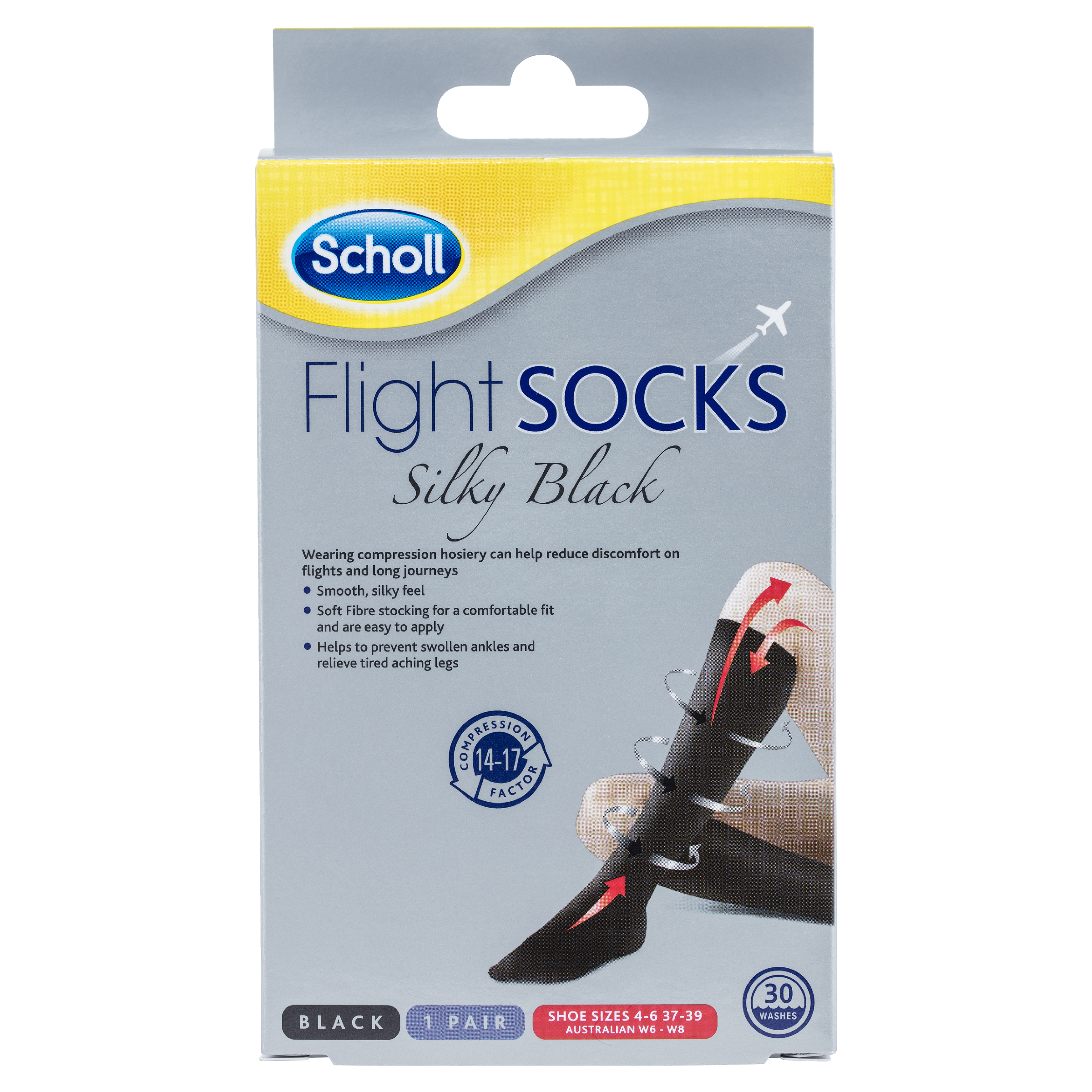 Scholl Scholl Flight Socks Silky Black - National Pharmacies