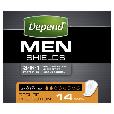 Depend Shields for Men Light Absorbency 14 Pack
