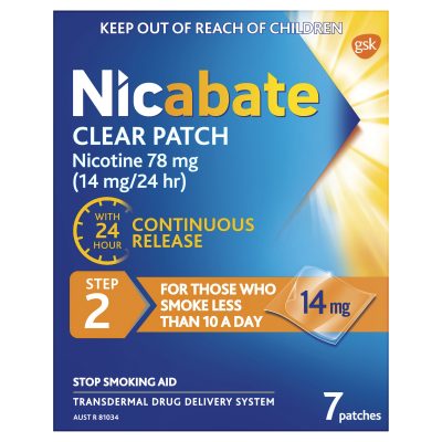 Nicabate Clear Patch Quit Smoking Step 2 -14mg 7 Patches