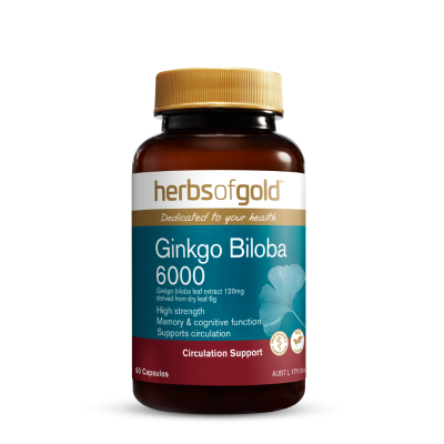 Herbs of Gold Ginkgo Biloba 6000 60 Veg Capsules