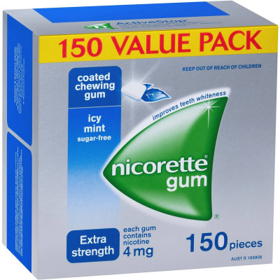 Nicorette Gum Extra Strength 4mg Icy Mint 150 pieces
