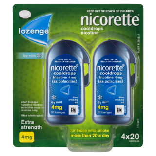 Nicorette Quit Smoking Nicotine Lozenge Cooldrops Extra Strength 80 Pack