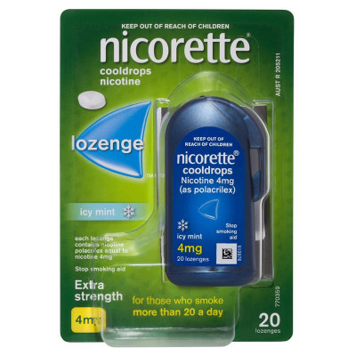 Nicorette Quit Smoking Cooldrops Lozenge Icy Mint Regular Strength 20 Pack