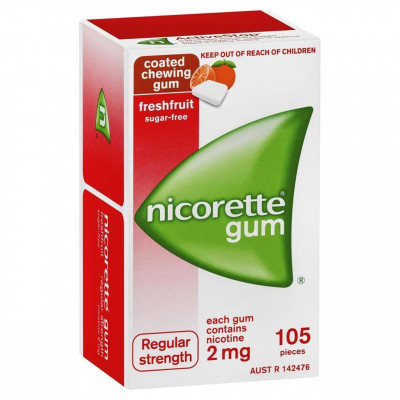 Nicorette Nicotine Gum Coated Regular Strength Fresh Fruit 105 pieces