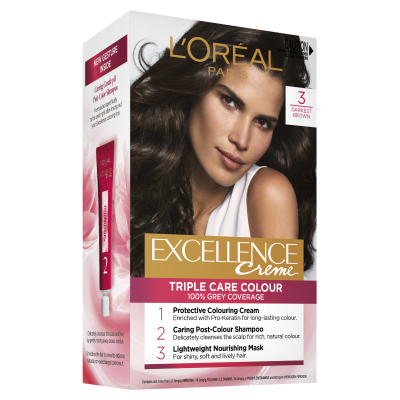 L'Oréal Paris Excellence Crème Permanent Hair Colour - 3 Darkest Brown