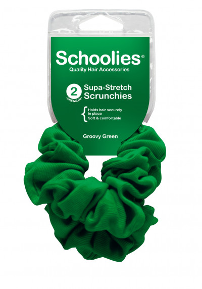 Schoolies Scrunchies Groovy Green 2pc