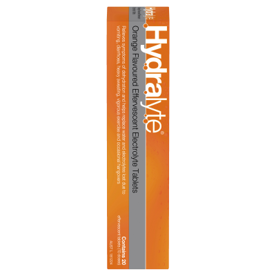 Hydralyte Orange Flavoured Effervescent Electrolyte Tablets 20 Pack