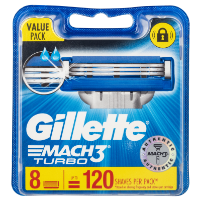 Gillette Mach3 Turbo Men’s Razor Blade Refills – 8 Cartridges