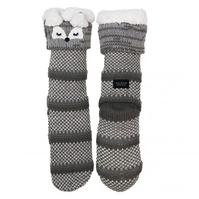 Wicked Sista Grey Fox Slipper Socks
