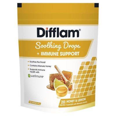 Difflam Soothing Drops + Immune Support Honey & Lemon 20 Drops