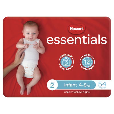 Huggies Essentials Nappies Size 2 (4 - 8kg) 54 Pack