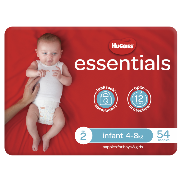 Huggies Essentials Nappies Size 2 4 8kg 54 Pack National Pharmacies