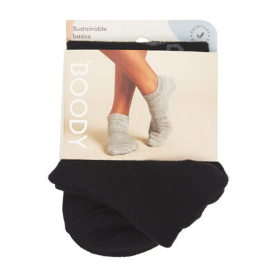 Boody Women's Low Cut Cushioned Sneaker Socks - Black 3-9