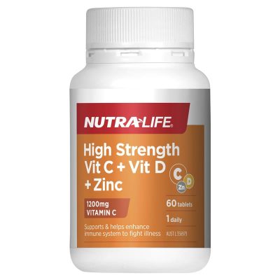 Nutra-Life High Strength Vitamin C 1200 + D + Zinc 60 Tablets