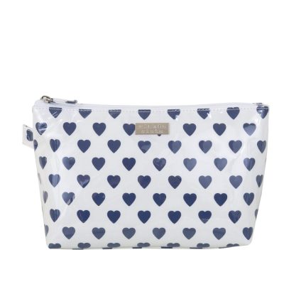 Wicked Sista Navy & White Hearts Large Luxe Cosmetic Bag