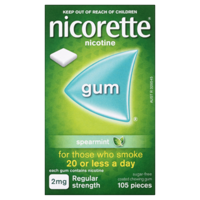 Nicorette Quit Smoking 2mg Regular Strength Nicotine Gum Spearmint 105 Pack