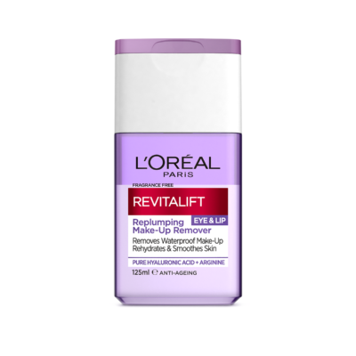 L'Oreal Paris Revitalift Filler Hyaluronic Acid Fragrance Free Plumping Eye & Lip Waterproof Makeup Remover 125ml
