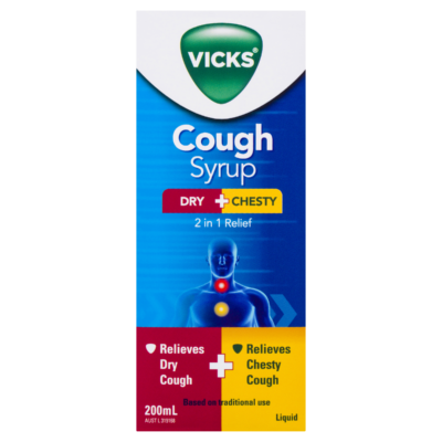 Vicks 2 in 1 Dry + Chesty Cough Syrup 200ml