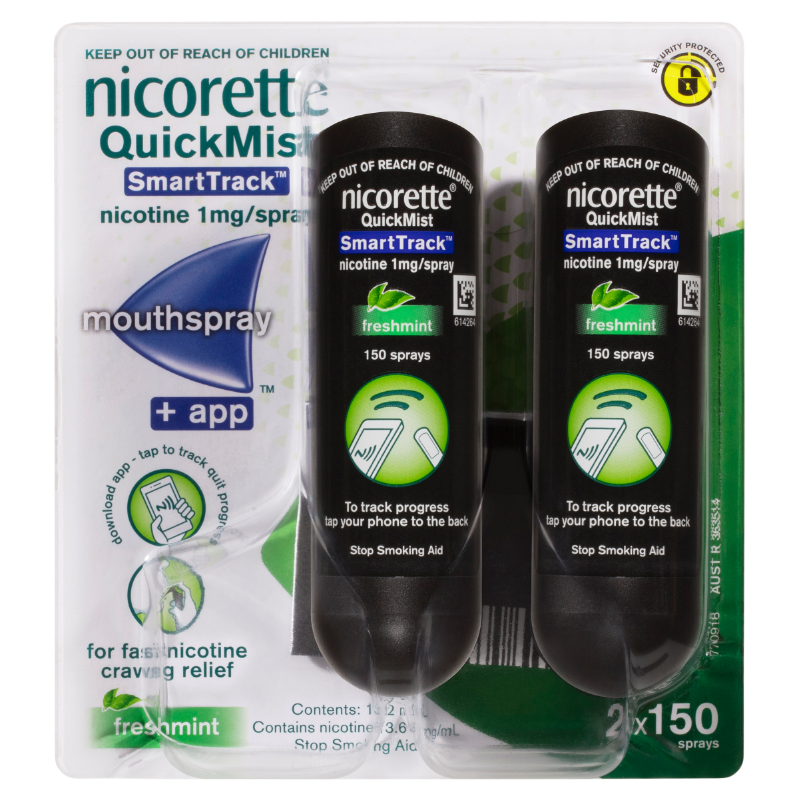 Quickmist Nicorette Quit Smoking QuickMist SmartTrack Nicotine Mouth Spray ...