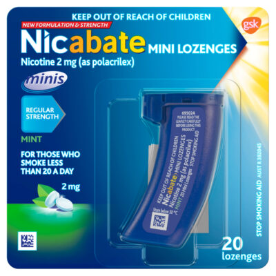 Nicabate Mini's Quit Smoking Lozenge 2 mg Regular Strength Mint 20 Pack