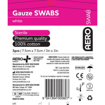 AERO Gauze Swab Sterile 7.5x7.5cm 3pk