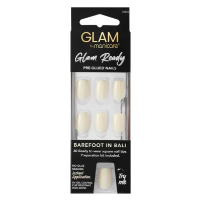 Manicare Glam Ready Pre-Glued Nails 30pcs Barefoot in Bali